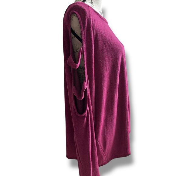 New Haptics Holly Harper Purple Super Soft Heather Lattice Long Sleeve Top 3X - Picture 3 of 6